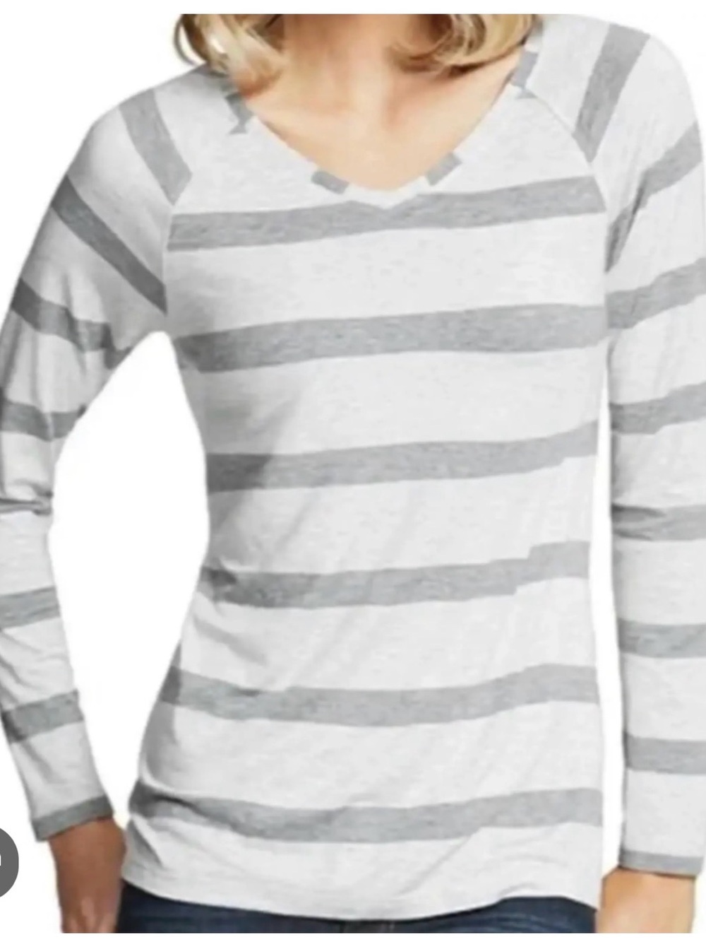 CAbi #940 Gray Striped Long Sleeve Top NWOT